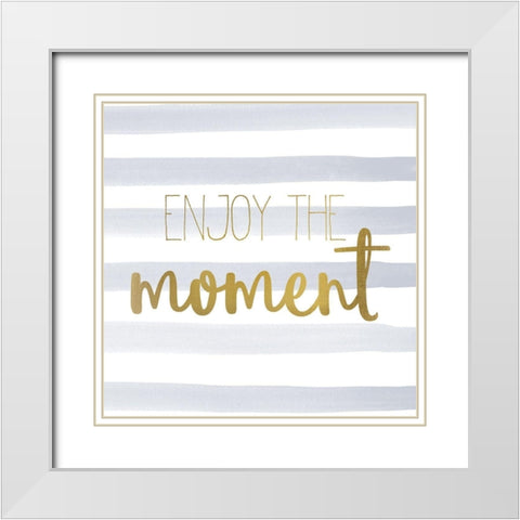 Be Happy 3 White Modern Wood Framed Art Print with Double Matting by Kimberly, Allen