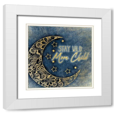 Moon Child White Modern Wood Framed Art Print with Double Matting by Kimberly, Allen