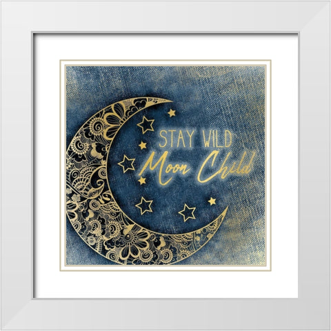 Moon Child White Modern Wood Framed Art Print with Double Matting by Kimberly, Allen