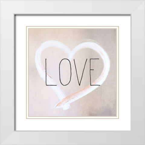 Violet Love White Modern Wood Framed Art Print with Double Matting by Kimberly, Allen