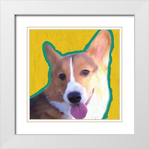 Corgi 1 White Modern Wood Framed Art Print with Double Matting by Kimberly, Allen