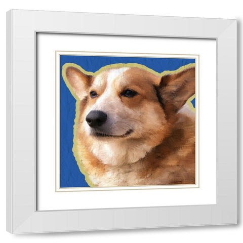Corgi 2 White Modern Wood Framed Art Print with Double Matting by Kimberly, Allen