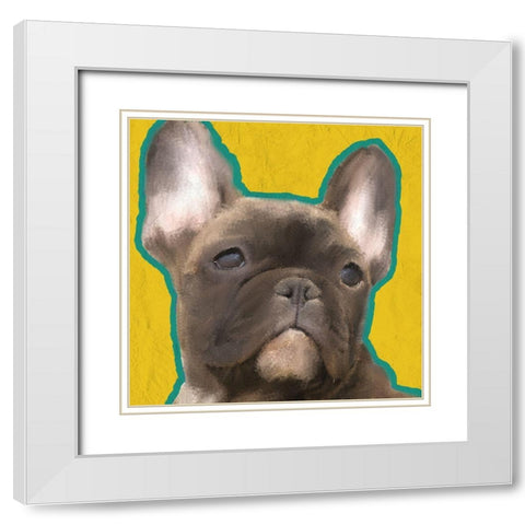 French Bulldog 2 White Modern Wood Framed Art Print with Double Matting by Kimberly, Allen
