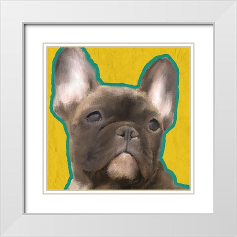 French Bulldog 2 White Modern Wood Framed Art Print with Double Matting by Kimberly, Allen