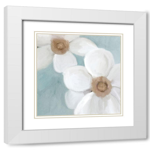 Blue Floral 2 White Modern Wood Framed Art Print with Double Matting by Kimberly, Allen