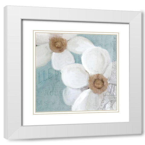 French Floral 2 White Modern Wood Framed Art Print with Double Matting by Kimberly, Allen