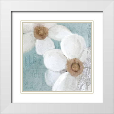 French Floral 2 White Modern Wood Framed Art Print with Double Matting by Kimberly, Allen