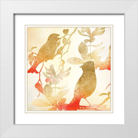 Colorful Birds 1 White Modern Wood Framed Art Print with Double Matting by Kimberly, Allen