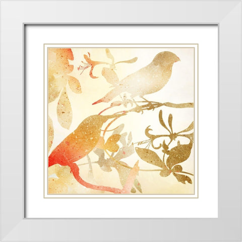 Colorful Birds 2 White Modern Wood Framed Art Print with Double Matting by Kimberly, Allen