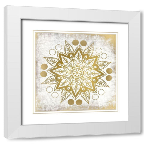 Gold Mandala 3 White Modern Wood Framed Art Print with Double Matting by Kimberly, Allen