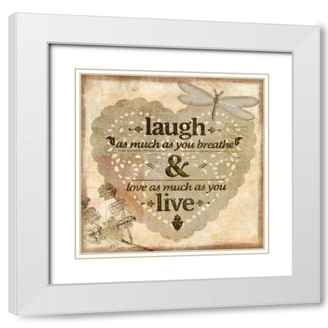 Laugh White Modern Wood Framed Art Print with Double Matting by Allen, Kimberly