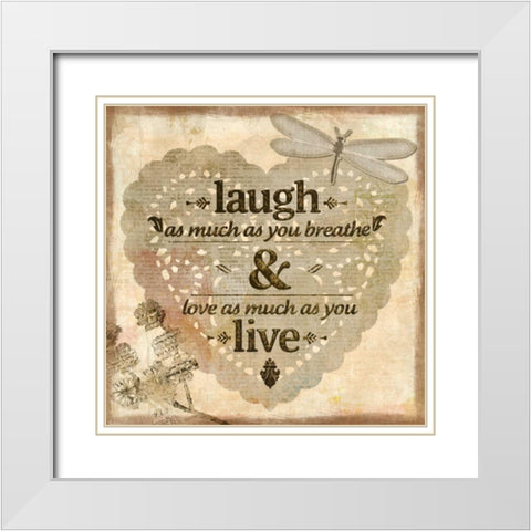 Laugh White Modern Wood Framed Art Print with Double Matting by Allen, Kimberly