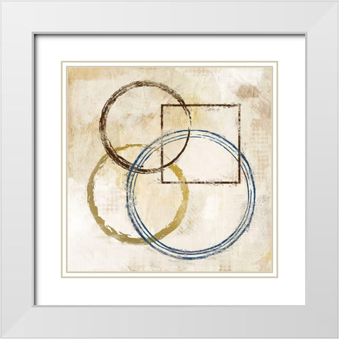 Blue Circles and Squares 2 White Modern Wood Framed Art Print with Double Matting by Allen, Kimberly