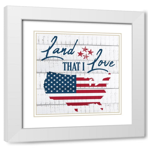 Land that I Love White Modern Wood Framed Art Print with Double Matting by Kimberly, Allen