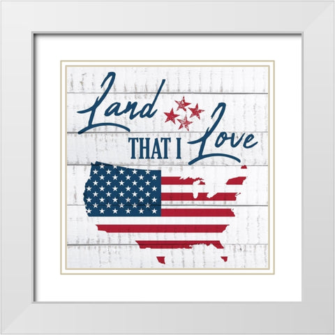 Land that I Love White Modern Wood Framed Art Print with Double Matting by Kimberly, Allen