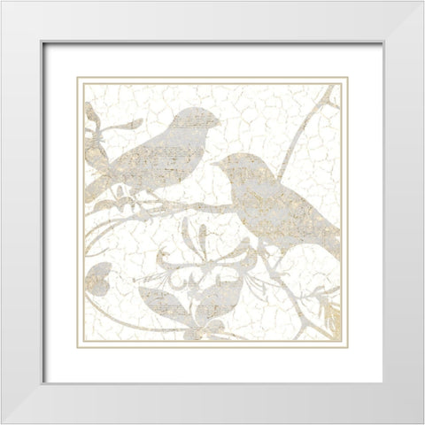 Bird Silhouette 1 White Modern Wood Framed Art Print with Double Matting by Kimberly, Allen