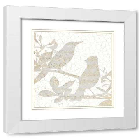 Bird Silhouette 2 White Modern Wood Framed Art Print with Double Matting by Kimberly, Allen