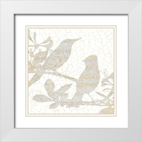 Bird Silhouette 2 White Modern Wood Framed Art Print with Double Matting by Kimberly, Allen