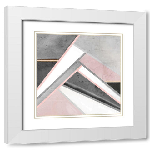Blush Geo White Modern Wood Framed Art Print with Double Matting by Kimberly, Allen