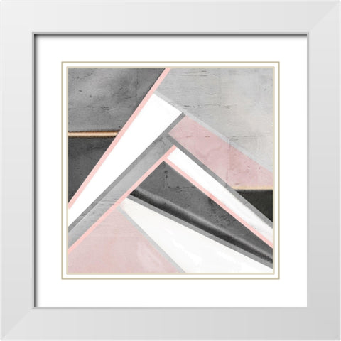 Blush Geo White Modern Wood Framed Art Print with Double Matting by Kimberly, Allen