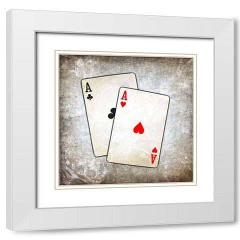 Aces 1 White Modern Wood Framed Art Print with Double Matting by Kimberly, Allen