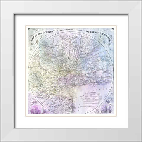 Watercolor Map 3 White Modern Wood Framed Art Print with Double Matting by Kimberly, Allen