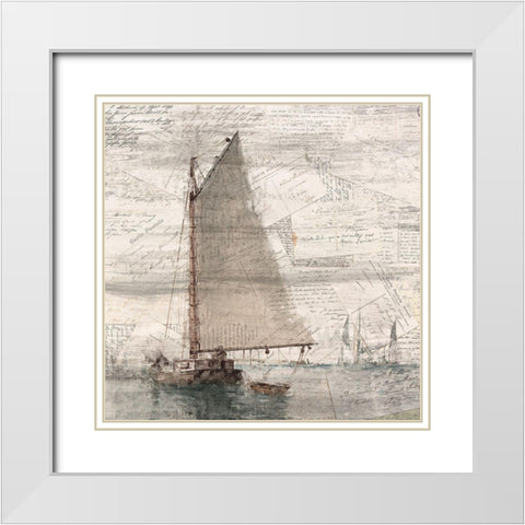 Sailing 2 White Modern Wood Framed Art Print with Double Matting by Kimberly, Allen