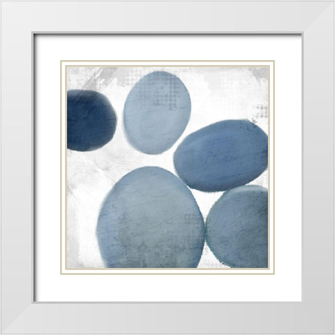 Geo Blue 1 White Modern Wood Framed Art Print with Double Matting by Kimberly, Allen