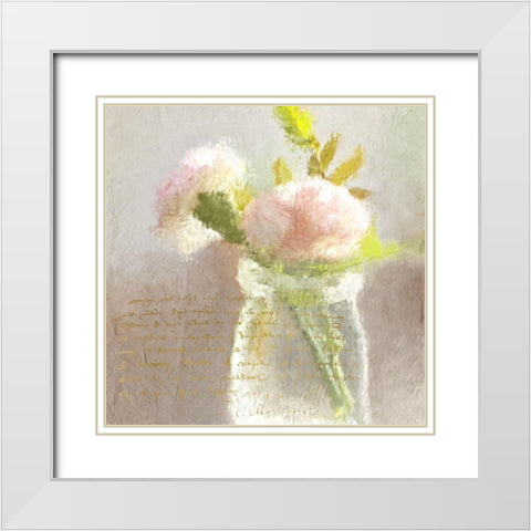Peonies Pink White Modern Wood Framed Art Print with Double Matting by Kimberly, Allen