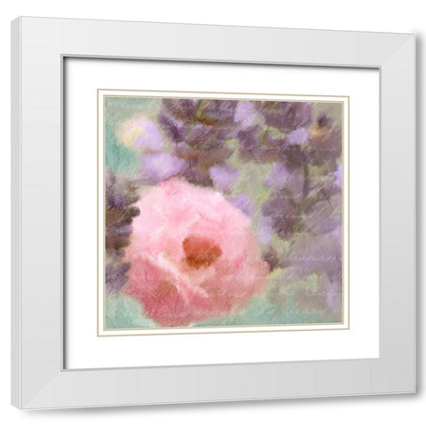 Pink Bloom 1 White Modern Wood Framed Art Print with Double Matting by Kimberly, Allen