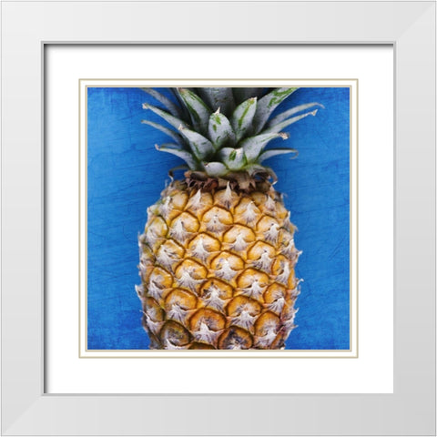 Pineapple Blue 2 White Modern Wood Framed Art Print with Double Matting by Kimberly, Allen