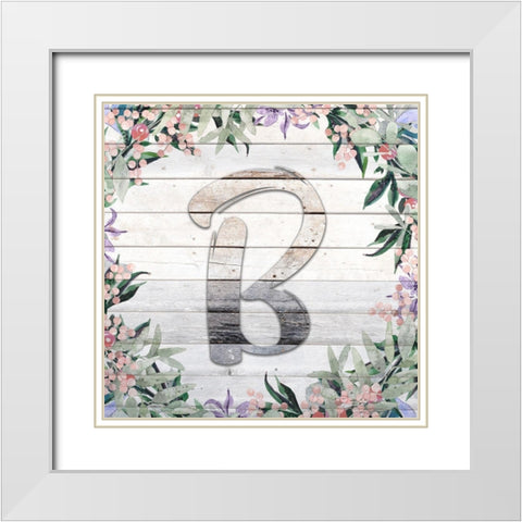 B Monogram White Modern Wood Framed Art Print with Double Matting by Kimberly, Allen