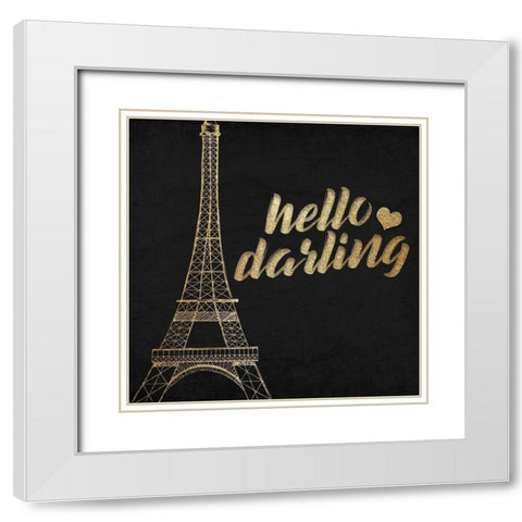Paris Love 2 White Modern Wood Framed Art Print with Double Matting by Kimberly, Allen