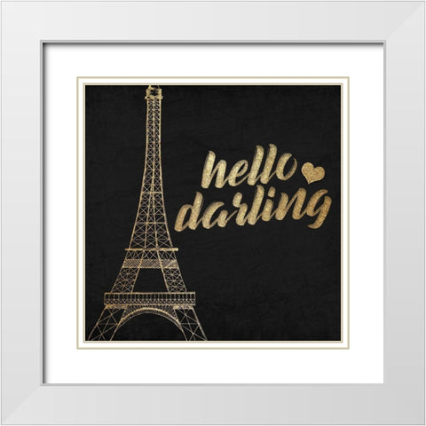 Paris Love 2 White Modern Wood Framed Art Print with Double Matting by Kimberly, Allen