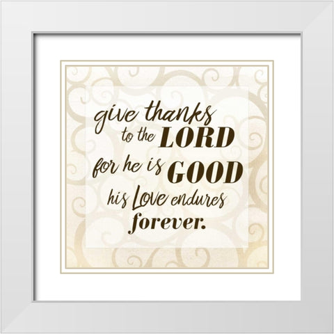 Give Thanks White Modern Wood Framed Art Print with Double Matting by Allen, Kimberly