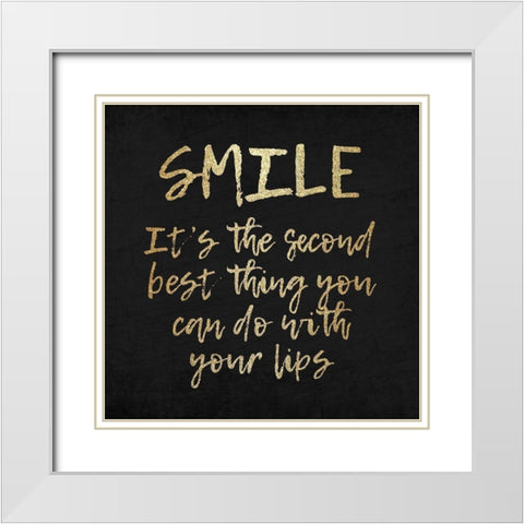 Lips White Modern Wood Framed Art Print with Double Matting by Kimberly, Allen