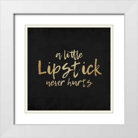 Lips 3 White Modern Wood Framed Art Print with Double Matting by Kimberly, Allen