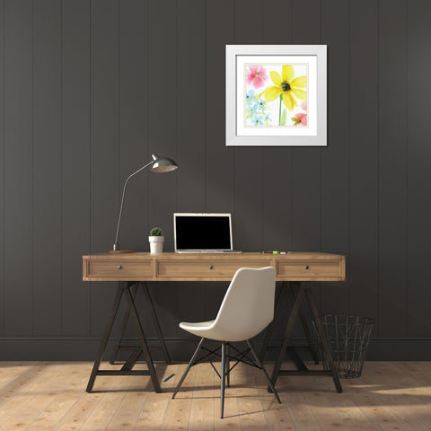 Springtime Blooms 1 White Modern Wood Framed Art Print with Double Matting by Kimberly, Allen