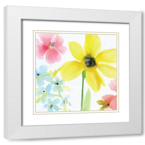Springtime Blooms 1 White Modern Wood Framed Art Print with Double Matting by Kimberly, Allen
