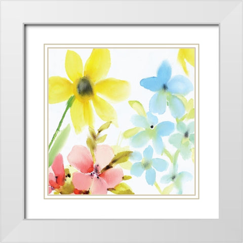 Springtime Blooms 2 White Modern Wood Framed Art Print with Double Matting by Kimberly, Allen