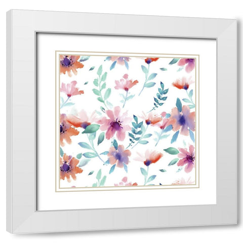 Watercolor Spring 1 White Modern Wood Framed Art Print with Double Matting by Kimberly, Allen