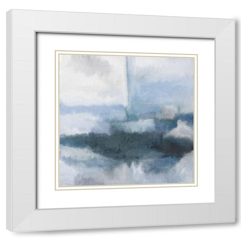 Blue City White Modern Wood Framed Art Print with Double Matting by Kimberly, Allen
