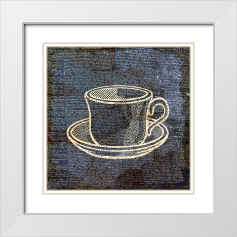 Coffee On Print Blue 1 White Modern Wood Framed Art Print with Double Matting by Allen, Kimberly