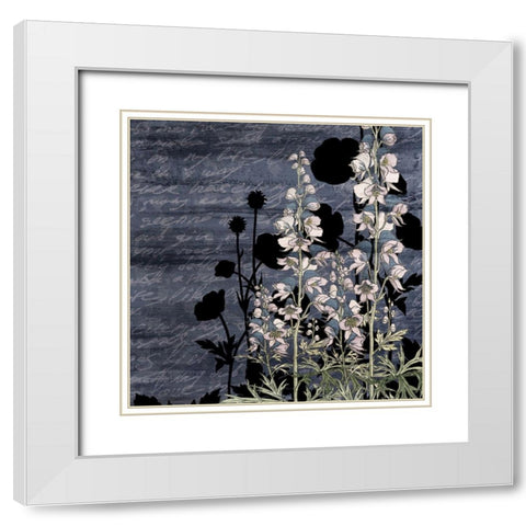 Navy Square Floral 2 White Modern Wood Framed Art Print with Double Matting by Kimberly, Allen