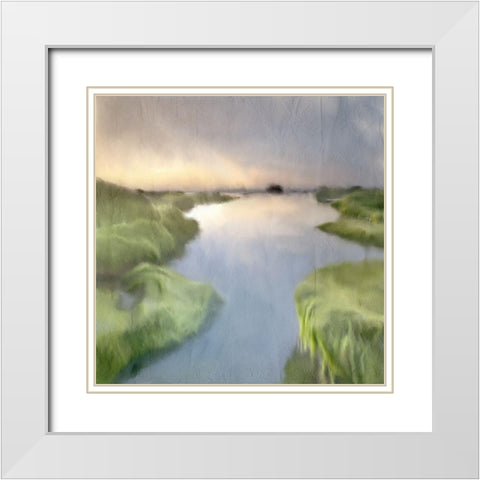 Dusk of the River White Modern Wood Framed Art Print with Double Matting by Kimberly, Allen