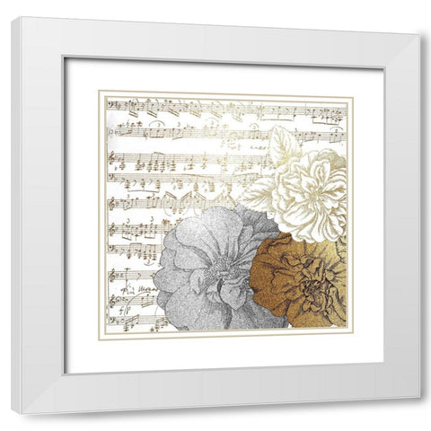 Mettalic Notes 2 White Modern Wood Framed Art Print with Double Matting by Kimberly, Allen
