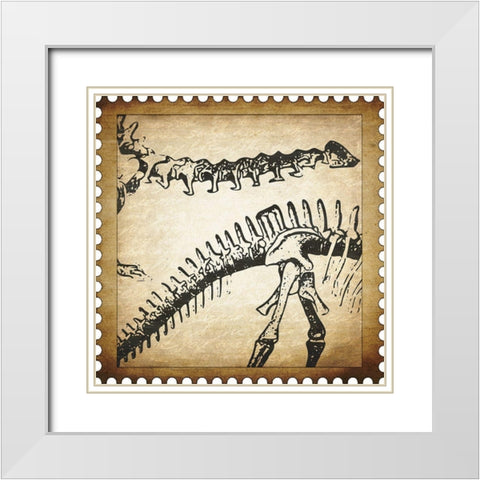 Dino Stamp 2 White Modern Wood Framed Art Print with Double Matting by Kimberly, Allen