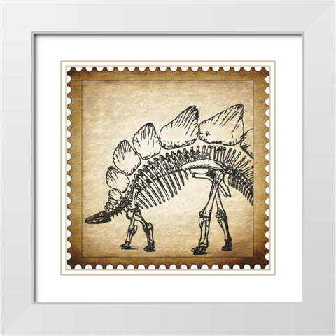 Dino Stamp 3 White Modern Wood Framed Art Print with Double Matting by Kimberly, Allen