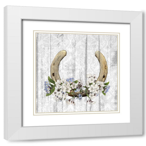 Horseshoe Floral 1 White Modern Wood Framed Art Print with Double Matting by Kimberly, Allen