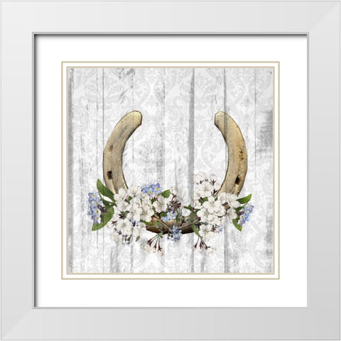 Horseshoe Floral 1 White Modern Wood Framed Art Print with Double Matting by Kimberly, Allen